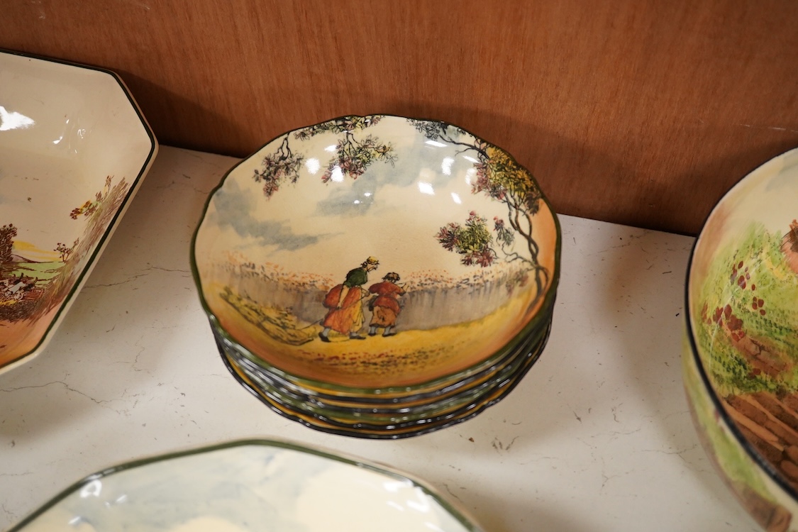 A collection of Royal Doulton Series ware bowls, a tray, cup etc